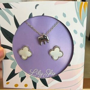 Lily Sky Silver Necklace and Earrings Set